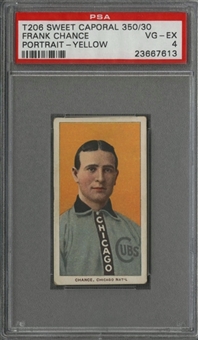 1909-11 T206 White Border Frank Chance, Portrait, Yellow Background - PSA VG-EX 4